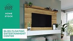 HOMESTOCK Natural Wall Mounted Floating Entertainment Center Fits TV up to 75 in., Home Theater with LED Strip, Pull-Out Drawers 87073