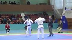 Crazy Knock Out during Karate Fight :  mawashi geri