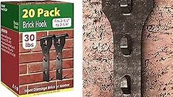 Brick Hook Clips (20 Pack) for Hanging Outdoors, Brick Hangers Fits Queen Size Brick 2-1/2" to 2-3/4" in Height, Heavy Duty Brick Wall Clips Siding Hooks for Hanging No Drill and Nails