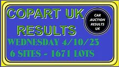 COPART UK AUCTION RESULTS FOR WED 3/1/24