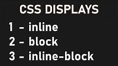 Three Main CSS Displays | inline, block, inline-block | Full Concept