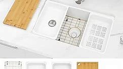 LQS Undermount Kitchen Sink, 31 Inches White Kitchen Sink, Single Bowl Kitchen Sink, Large Kitchen Sink With Accessories, Granite Kitchen Sink