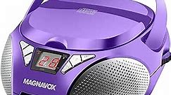 Magnavox MD6924 Portable Top Loading CD Boombox with AM/FM Stereo Radio in Black | CD-R/CD-RW Compatible | LED Display | AUX Port Supported | Programmable CD Player | (Purple)