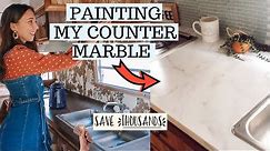 PAINTING OUR COUNTER MARBLE// faux marble countertops on a budget