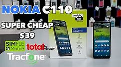 Nokia C110 Unboxing & Review for straight talk, simple mobile, total by Verizon, Tracfone