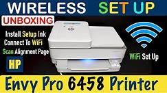 HP Envy Pro 6458 Wireless WiFi SetUp, Unboxing, Install Setup Ink, Align Ink Cartridges !