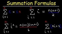 Summation Formulas and Sigma Notation - Calculus