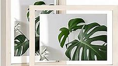 Egofine 5x7 Floating Frames Set of 2, Double Glass Picture Frame, Made of Solid Wood Display Any Size Photo up to 5x7, Wall Mount or Tabletop Standing, Beige
