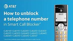 Unblock a telephone number in Smart Call Blocker on AT&T CL Series DECT 6.0 cordless telephone