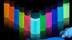 Glow in The Dark Powder 12 Colors Epoxy Resin Dye Luminous Pigment Powder Safe Long Lasting for Fine Art, DIY Nail Art, Epoxy Resin Colorant, DIY Crafts and Theme Party, 0.7oz Each
