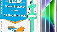 Power Theory Designed for iPhone 14 Plus Screen Protector Tempered Glass, Also for iPhone 13 Pro Max [Case Friendly] Full Cover with Easy Install Kit, 2 Pack