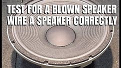 Test For A Blown Speaker & Wire A Speaker Correctly By Scott Grove