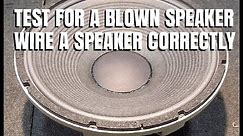Test For A Blown Speaker & Wire A Speaker Correctly By Scott Grove