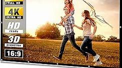 Projector Screen 100 inch, Taotique 4K Movie Projector Screen 16:9 HD Foldable and Portable Anti-Crease Indoor Outdoor Projection Double Sided Video Projector Screen for Home, Party, Office, Classroom