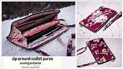 zip around wallet purse / wristlet - sewing tutorial - diy zip around fabric wallet - free pattern