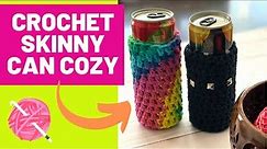 CROCHET CAN COZY TUTORIAL | Skinny Can Koozie | White Claw Can Coozie | How to Crochet a Can Cozy