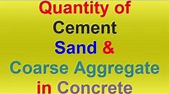 How to calculate Quantity of Cement, Sand & Coarse Aggregate in Concrete