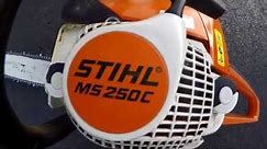 How to start your Stihl MS 250C Easy2Start Chainsaw.