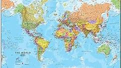 Maps International Giant World Map Poster – Mega-Map of The World – Front Lamination - 46 x 80