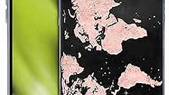 Head Case Designs Officially Licensed Nature Magick Rose Gold Pink Blush World Map Rose Gold Glitter Soft Gel Case Compatible with Apple iPhone 15 Plus