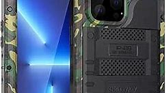 Beasyjoy for iPhone 13 Pro Max Case Waterproof, Metal Military Grade Case with Built in Screen Protector, Heavy Duty Full Body Protective Defender Rugged Underwater Phone Case 6.7'' (Camo)