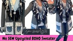 NO SEW | Upcycle | Thrift Flip| Boho Sweater Project | Tutorial | #challenge