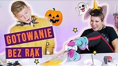 Gotowanie BEZ RĄK #challenge! 😱 Halloweenowe babeczki - Dominik Rupiński i Agnieszka Grzelak Vlog