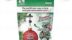 ORNAMENT ANCHOR Ornament Hooks for Hanging Christmas Decorations - No-Slip Hanging Hooks for Xmas - Heavy Duty Christmas Tree Ornaments Hanger Hooks for Small & Large Ornaments (Green, 24 Count)