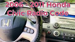 How to get 2006 - 2011 Honda Civic Radio Code / Serial Number Step By Step.