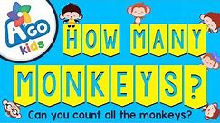 How Many Monkeys? | Counting and Prepositions Song | BINGOBONGO Learning