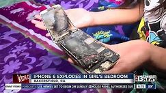 iPhone explodes in girl's bedroom