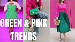 Green and Pink Outfit Ideas. New Trend Green-Pink Color Block Style.