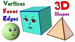 Learn About Faces, Edges and Vertices - 3D Shapes | Basic Geometry for Kids | Noodle Kidz