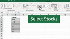 Excel data types: Stocks and geography