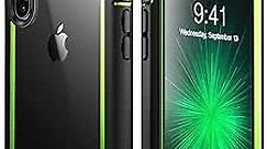 i-Blason Case for iPhone X 2017/ iPhone Xs 2018, Ares Full-Body Rugged Clear Bumper Case with Built-in Screen Protector (Green), Black/Green