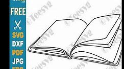 Open Book CLIP ART Black and White PNG JPG SVG Vector – Simple Easy Blank Book Outline Clipart –
