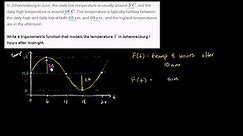 Trig word problem: modeling daily temperature