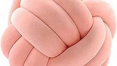 Cyprinus Carpio 3 Strands Handmade Wrinkle Free Knot Ball Pillows, Home Decoration Plush Soft Pillow,Throw Knotted Firmed Lumbar Pillow/Dark Pink10.6x10.6Inch (Pack of 1)