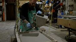 How To Spray a GFRC Face-Coat to Make a Concrete Countertop or Sink, then Pour an SCC GFRC Backer