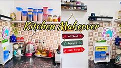 Small Kitchen Makeover with no shelves|DIY Kitchen Decoration and countertop Organisation