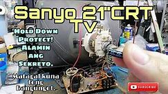 Sanyo 21"Crt tv=ST-21 Hold down Protect and auto shut down. Protection pin revealed!