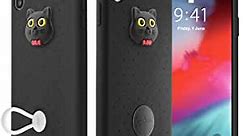 Bone iPhone Xs Max Case, Drop Protection Silicone Case with Ring Holder Cute Animal Cartoon Girls Women Design for iPhone Xs Max 2018, Phone Bubble Series - Miao Cat (Black)
