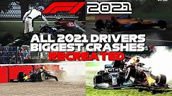 F1 2021 Game: RECREATING ALL THE 2021 DRIVERS BIGGEST CRASHES