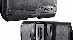 DeBin Cell Phone Case for iPhone SE, iPhone 8, 7, 6s, 6 Premium Leather Belt Holster Case with Belt Clip Carrying Pouch Cover for Men Women (Fits iPhone with Otterbox Case on) Black