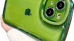 Ownest Compatible with iPhone 13 Case with Clear Kickstand Creative Protective Design Case with Camera Holder for TPU Slim Shockproof Cool Phone Case for iPhone 13-Green