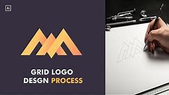 Modern M Letter Logo Design Process With Grid | Adobe Illustrator Tutorial