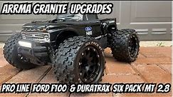 Arrma Granite Upgrades Pro Line Ford F100 Body & Duratrax Six Pack MT 2.8 Belted Tires