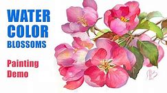 WATERCOLOR PINK APPLE BLOSSOMS 🌸 Spring Flower Painting Tutorial Step-by-Step