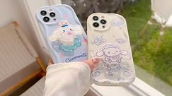 Compatible with iPhone 13 Pro Max Kawaii Phone Case, Cute Girly Puppy Cinnamo Cartoon Soft 3D Wavy TPU Full Camera Protection with Expanding Kickstand Phone Grip, for Women & Girls Kids （White）