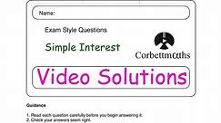 Simple Interest Answers - Corbettmaths